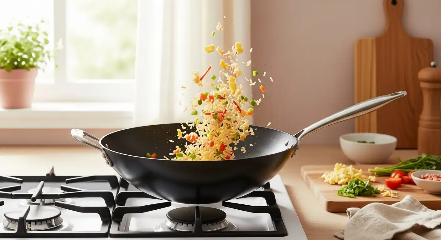 Making Fried Rice in a Wok