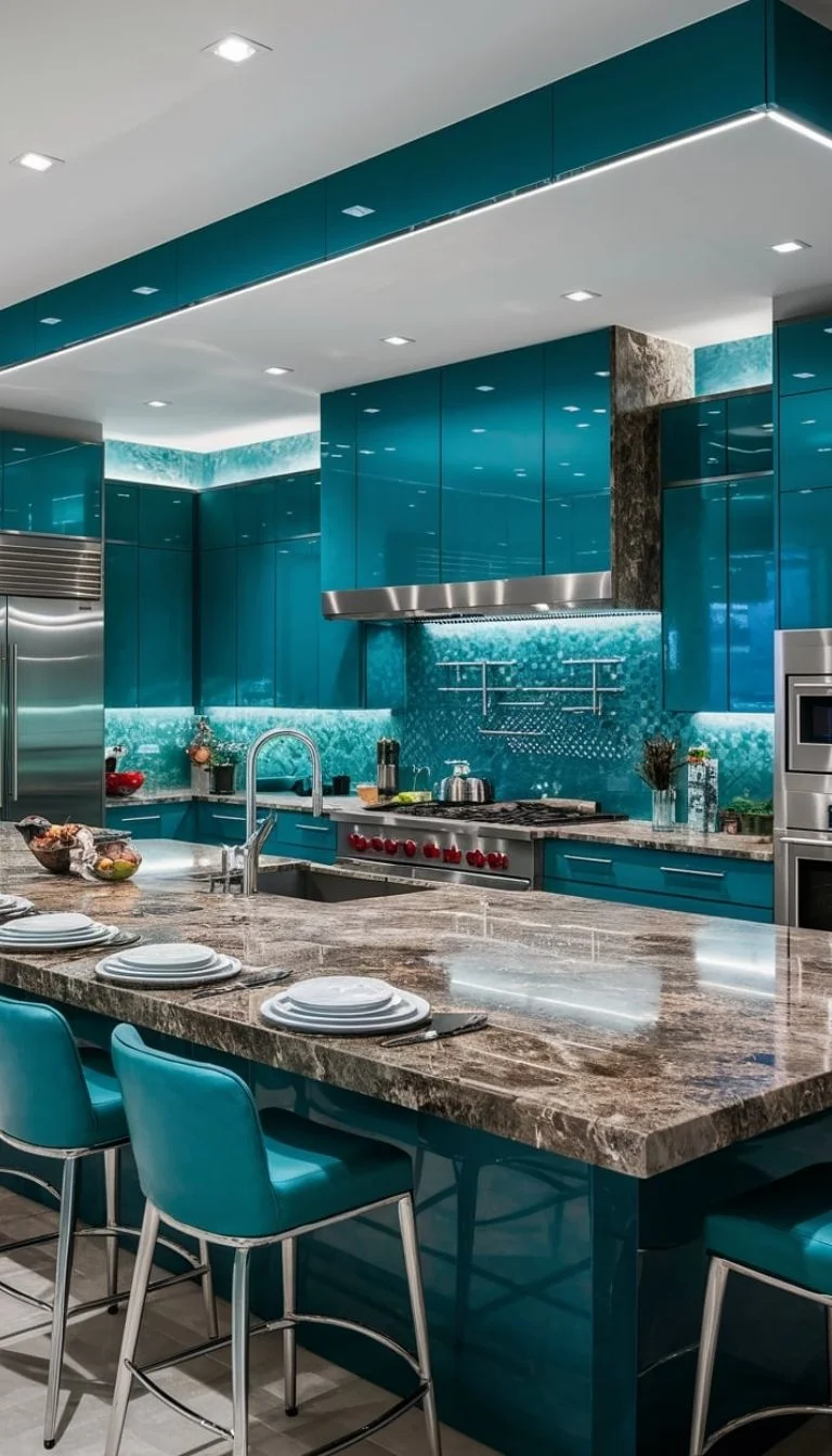 13 Kitchen Color Ideas to Inspire You 6 Teal color kitchen