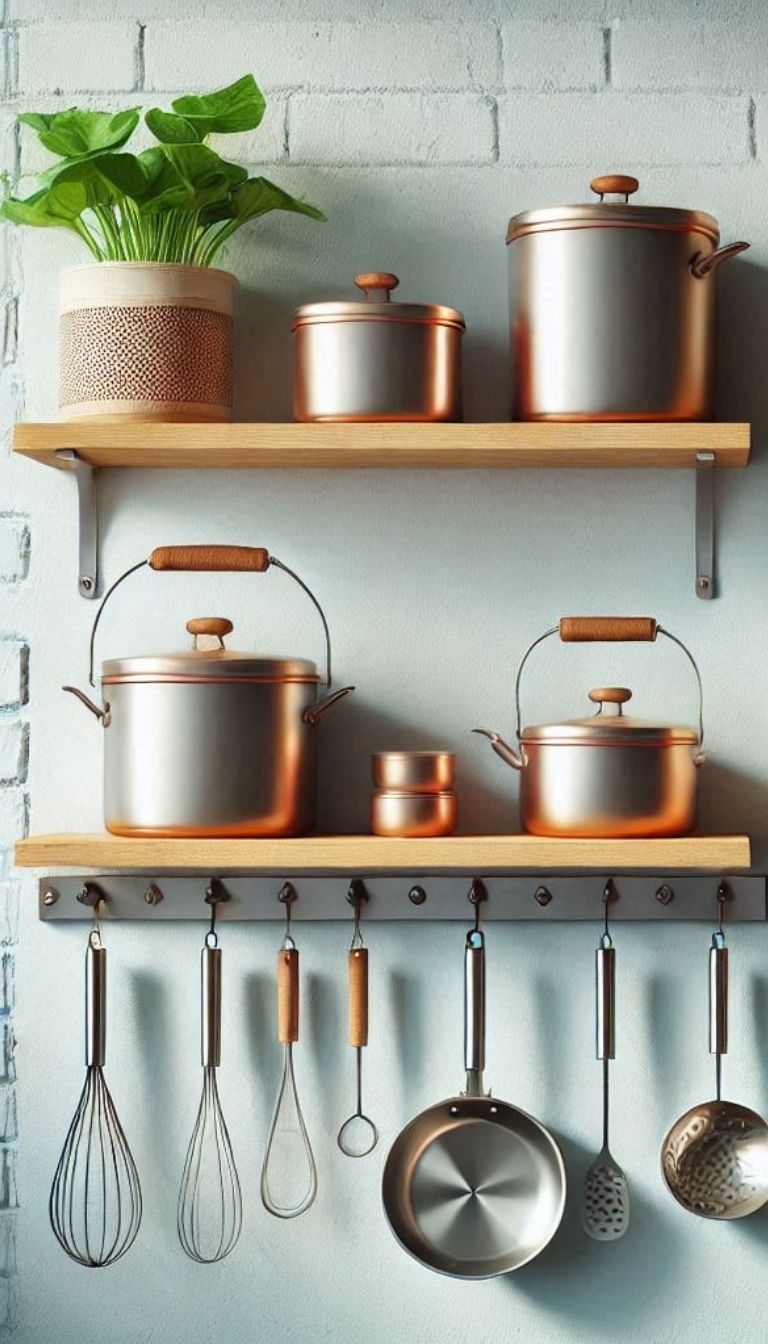 11+ Genius Hanging Cookware Storage Ideas 11 Floating Shelves with Hooks