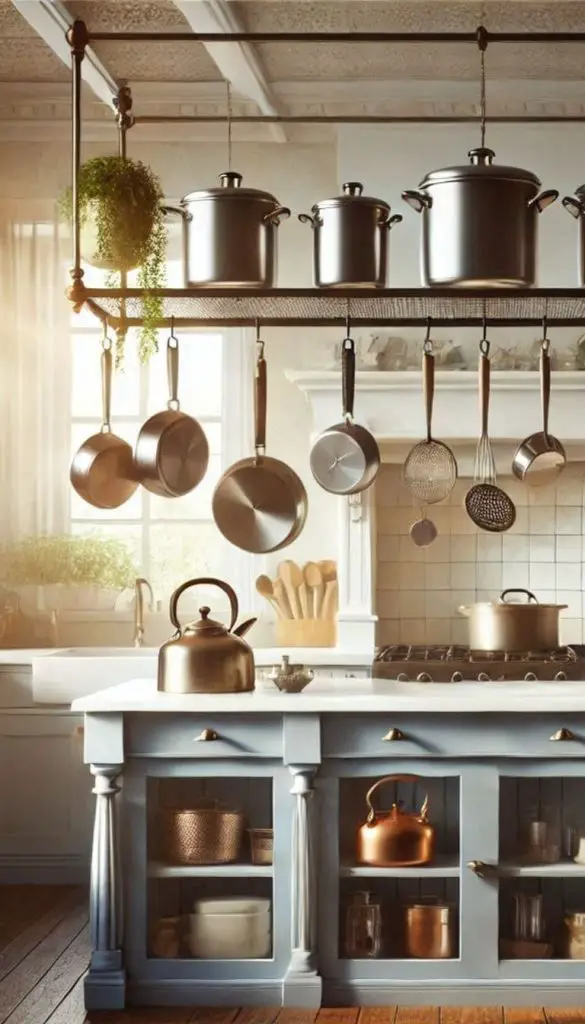 Hanging Pot Racks Above Islands