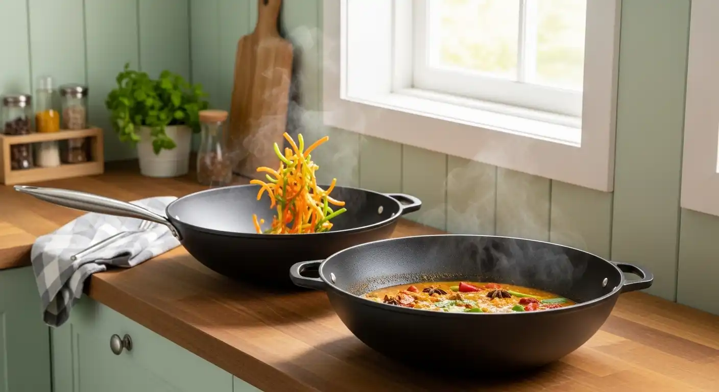 Kadai Vs Wok Design Differences