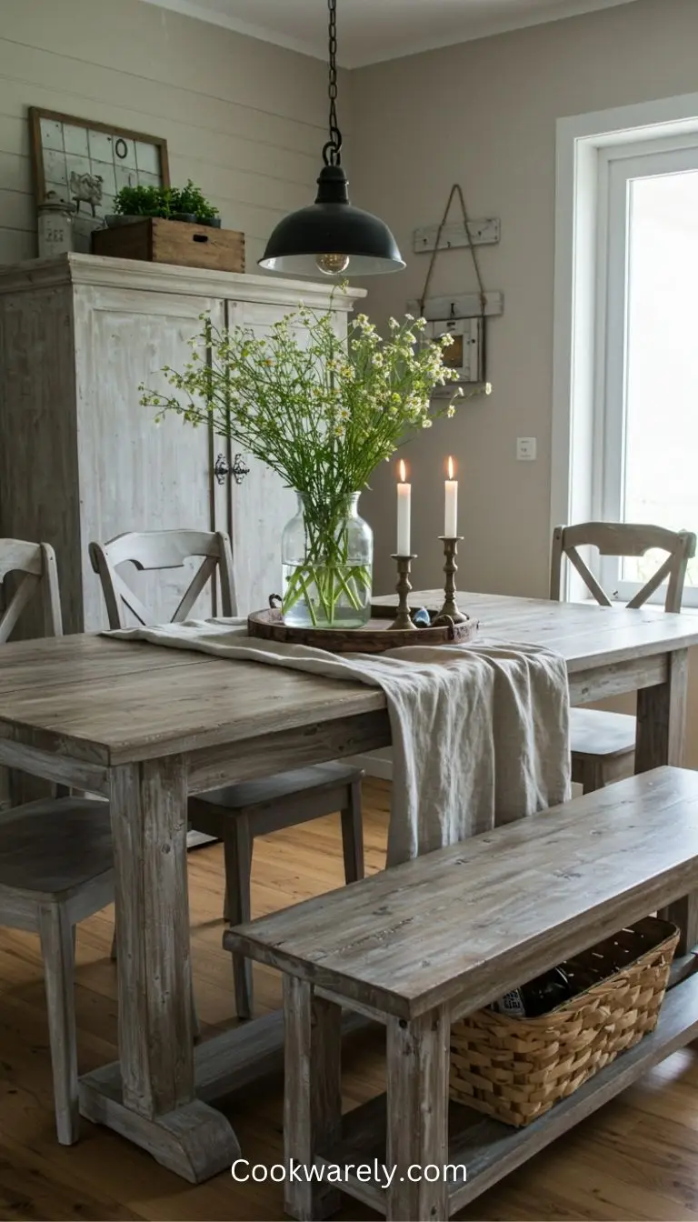 7 Farmhouse Dining Room Ideas for a Cozy and Inviting Space 2 Rustic Wooden Dining Table
