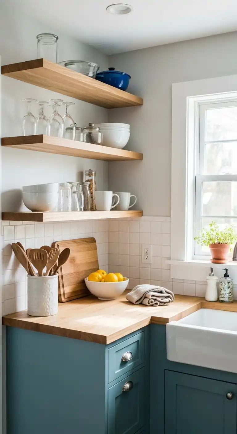 11. Open Shelving with Style Lighter, Airier Look