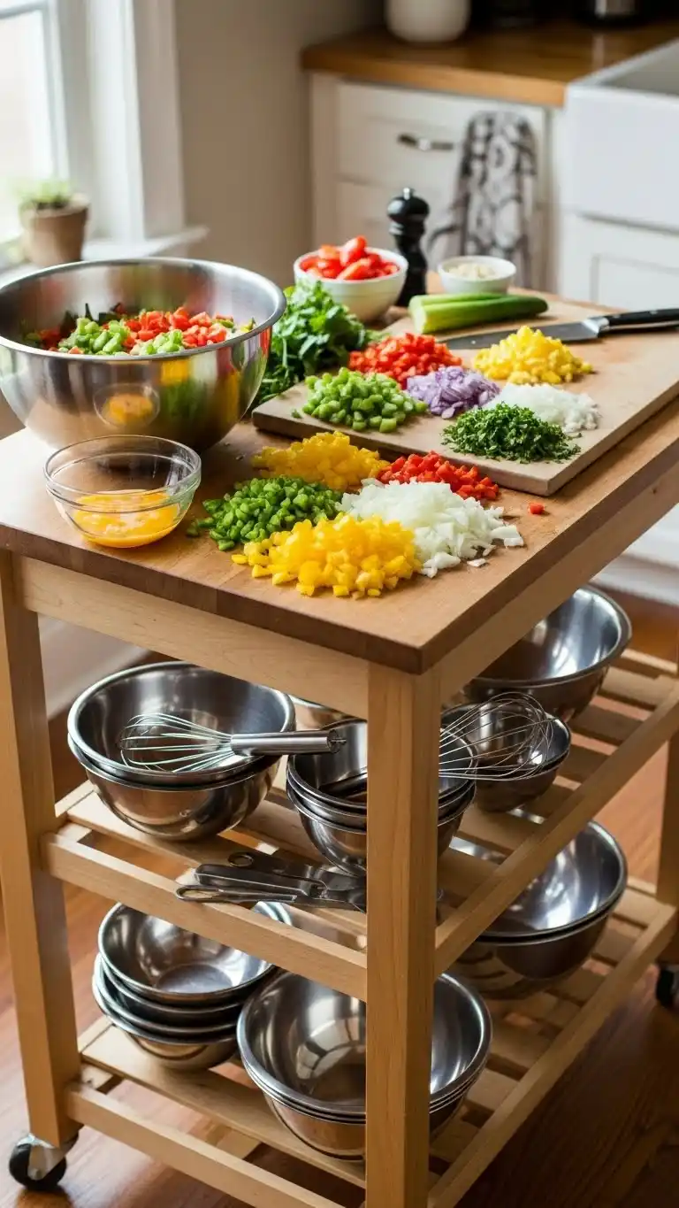 12. Kitchen Cart as a Temporary Island for Meal Prep