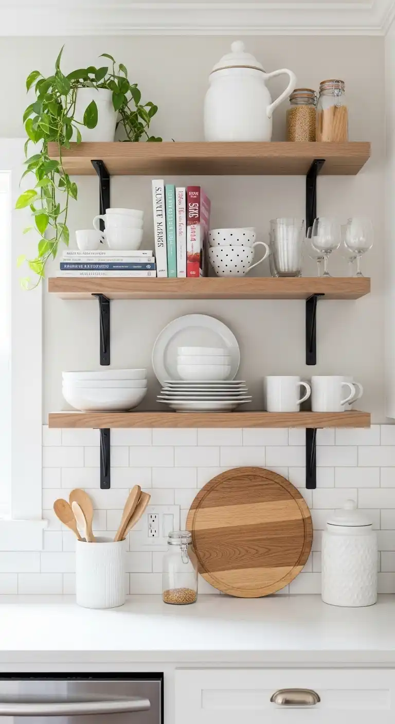 21 Trendy Kitchen Design Ideas for a Modern Home Vibe 13 12. Open Shelving for Airy Visual Appeal