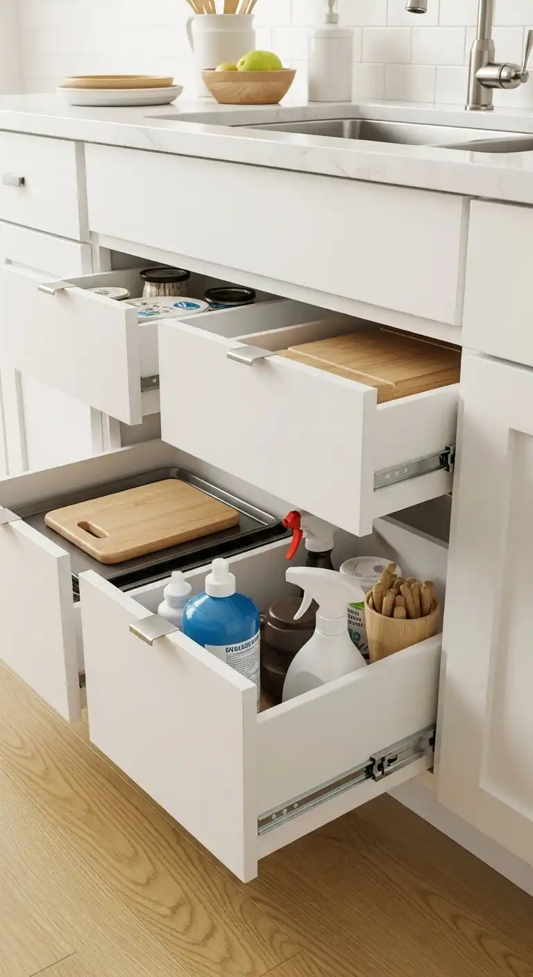 13. Toe-Kick Storage Use the Hidden Gap