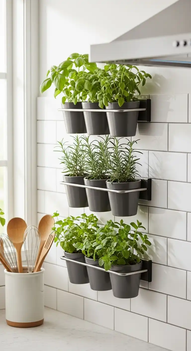 14. Vertical Gardens Fresh Herbs, No Counter Clutter