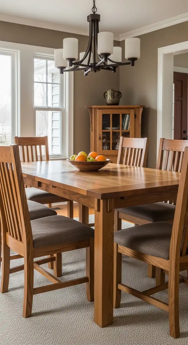 9 Craftsman Dining Room Ideas for a Timeless, Cozy Space 5 4. A Sturdy Handmade Dining Table