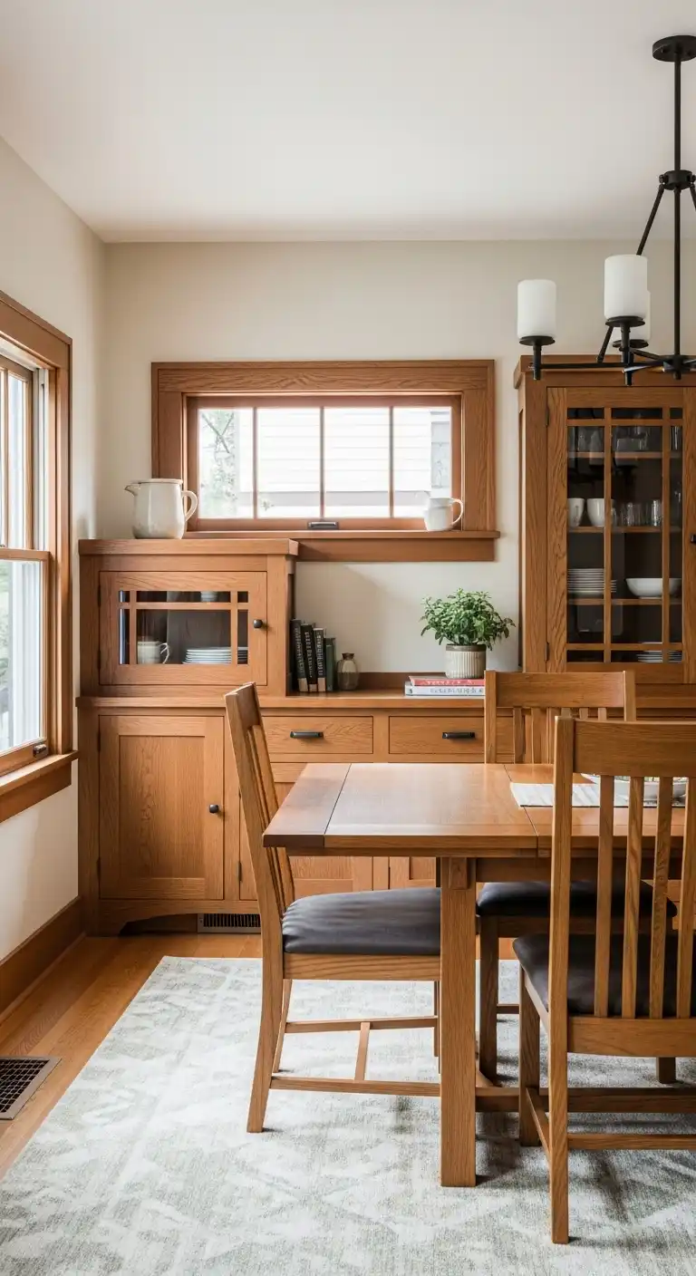 9 Craftsman Dining Room Ideas for a Timeless, Cozy Space 7 6. Built In Storage for a Seamless Look