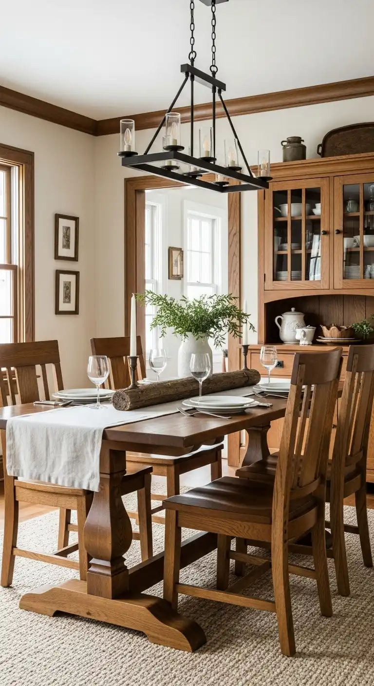 9 Craftsman Dining Room Ideas for a Timeless, Cozy Space 8 7. A Timeless Farmhouse Influence