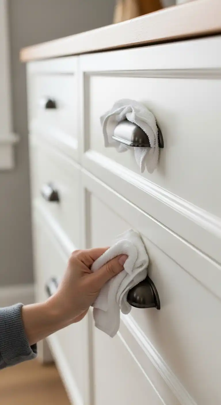 15 Quick Dining Room Cleaning Ideas That Make a Big Difference 9 8. Clean and Sanitize Cabinet Handles and Drawer Pulls