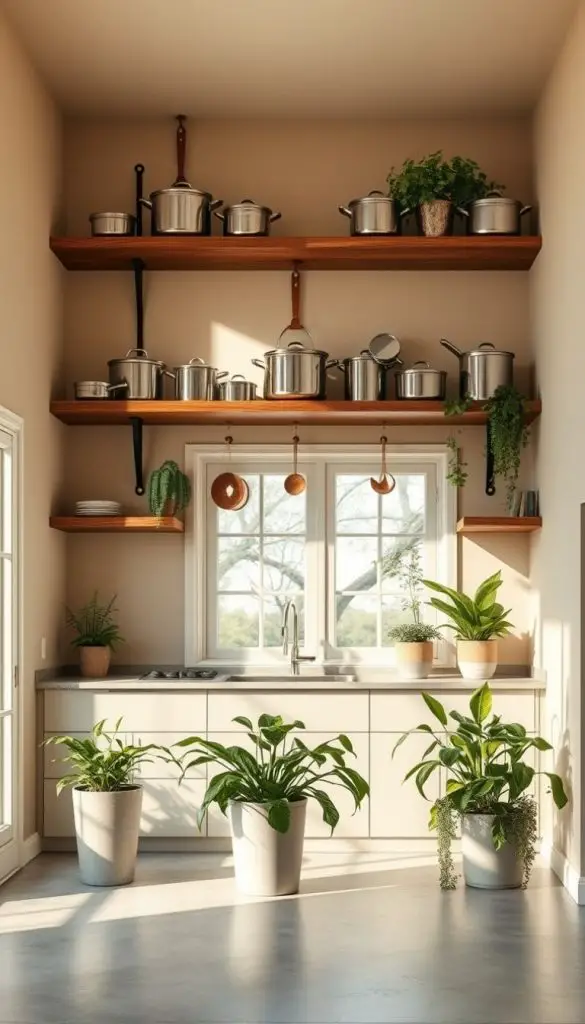 Hang Pots and Pans on Shelves