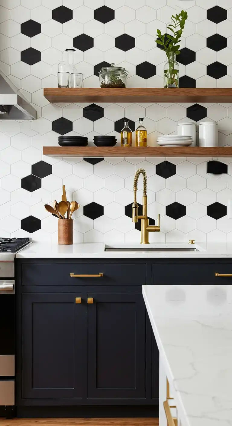 10 Stylish Kitchen Wall Tiles Ideas for a Modern Upgrade 3 2. Bold Geometric Patterns