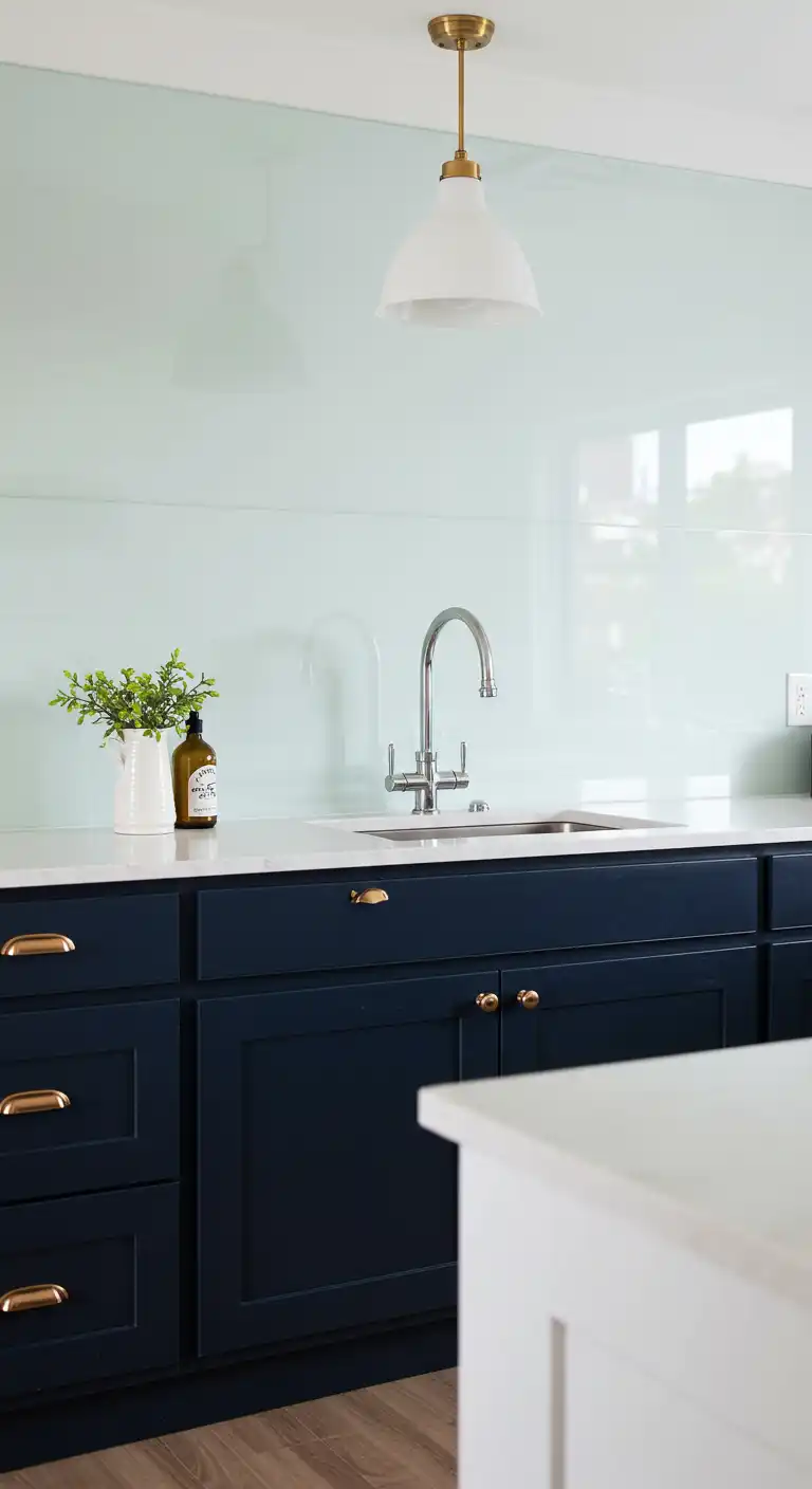 10 Stylish Kitchen Wall Tiles Ideas for a Modern Upgrade 4 3. Sleek Glass Tiles for a Reflective Look