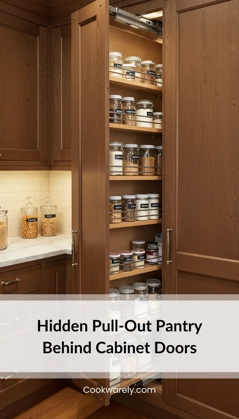 Hidden Pull-Out Pantry Behind Cabinet Doors