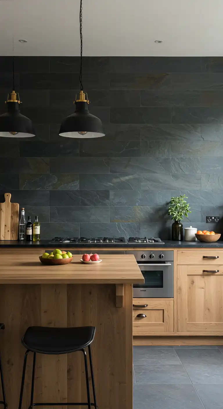 10 Stylish Kitchen Wall Tiles Ideas for a Modern Upgrade 5 4. Nature-Inspired Stone Tiles