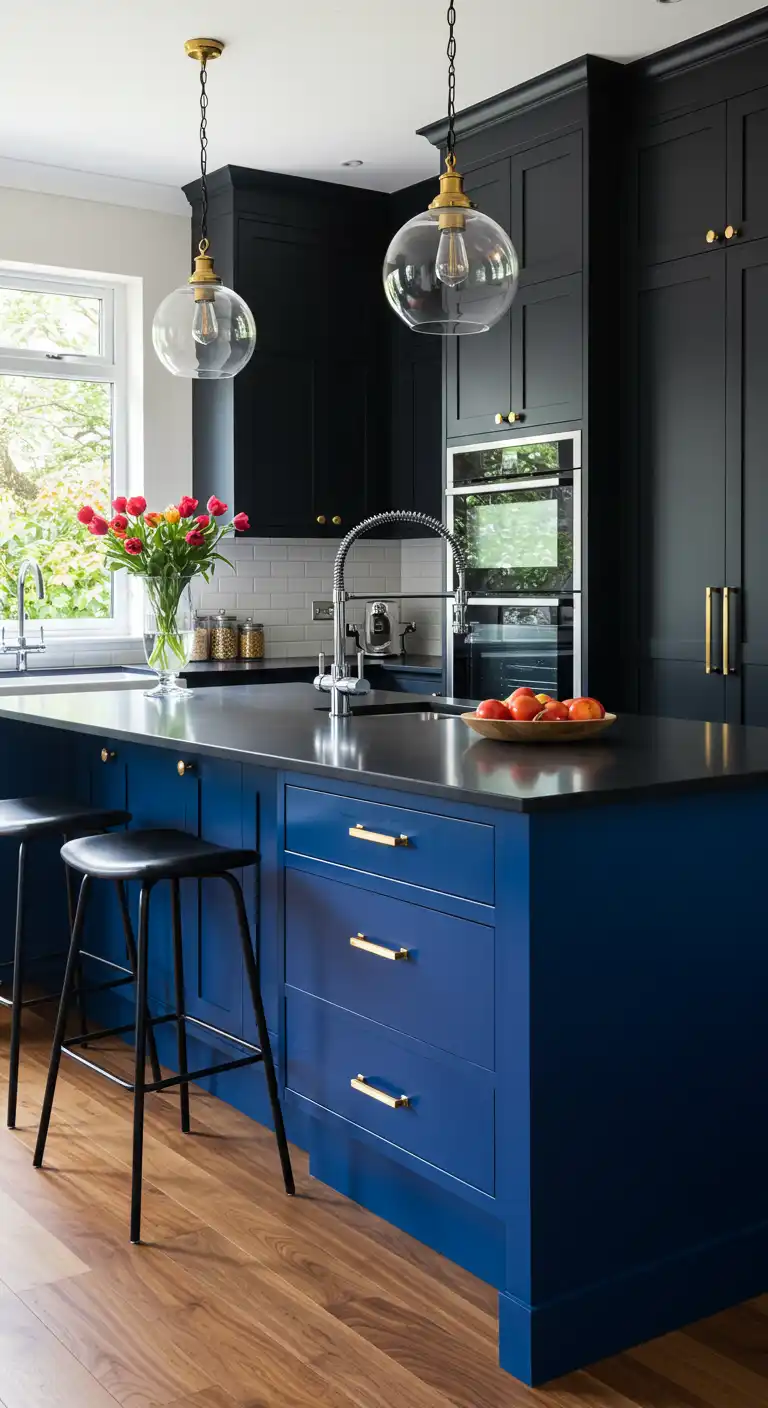 5. Bold Black Cabinets