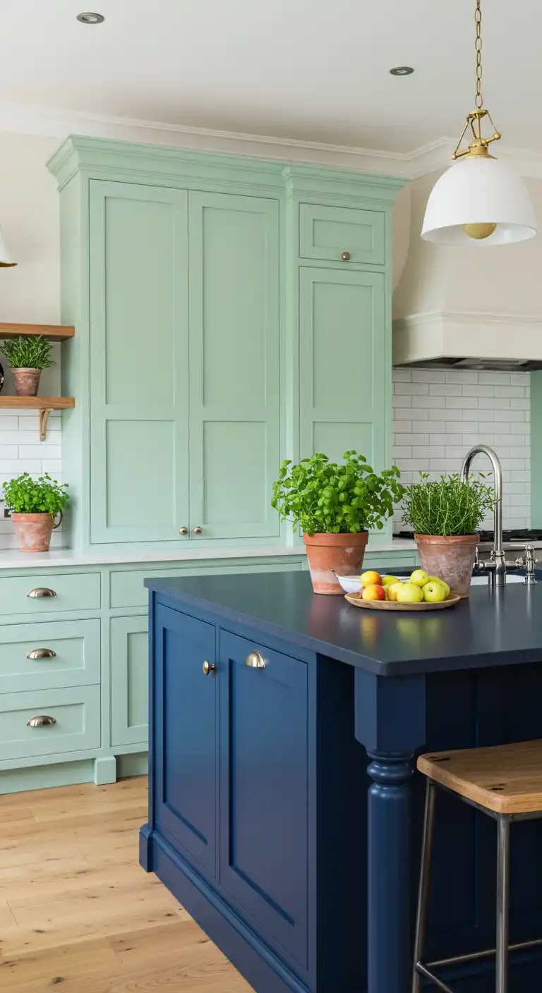 6. Soft Green Cabinets