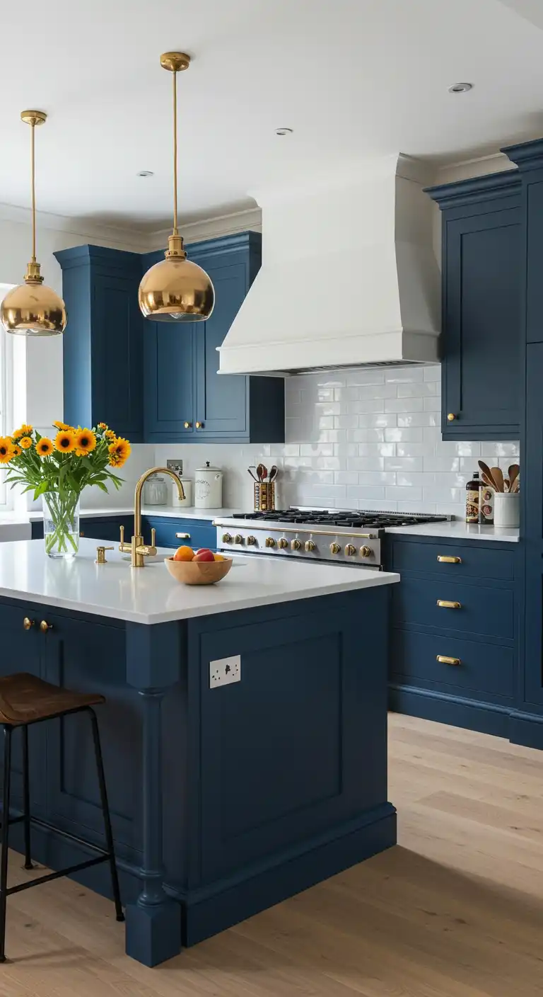 7. Deep Navy Cabinets