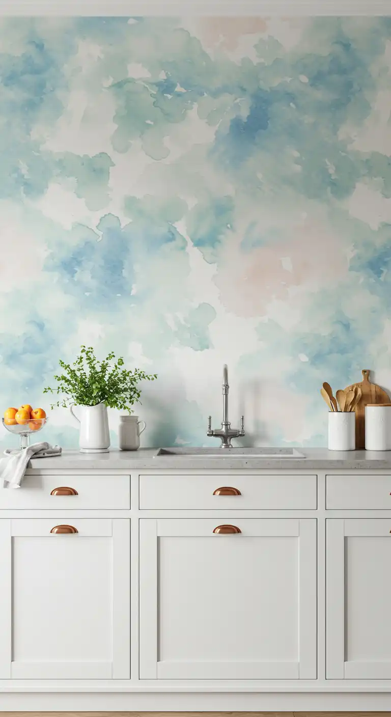 9 Trendy Kitchen Wallpaper Ideas for a Fresh New Look 9 8. Watercolor-Inspired Wallpaper