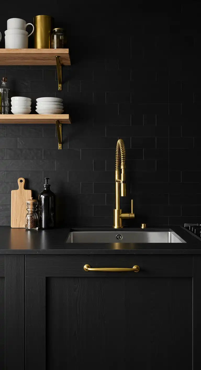 10 Stylish Kitchen Wall Tiles Ideas for a Modern Upgrade 10 9. Matte Black Tiles for a Bold Statement