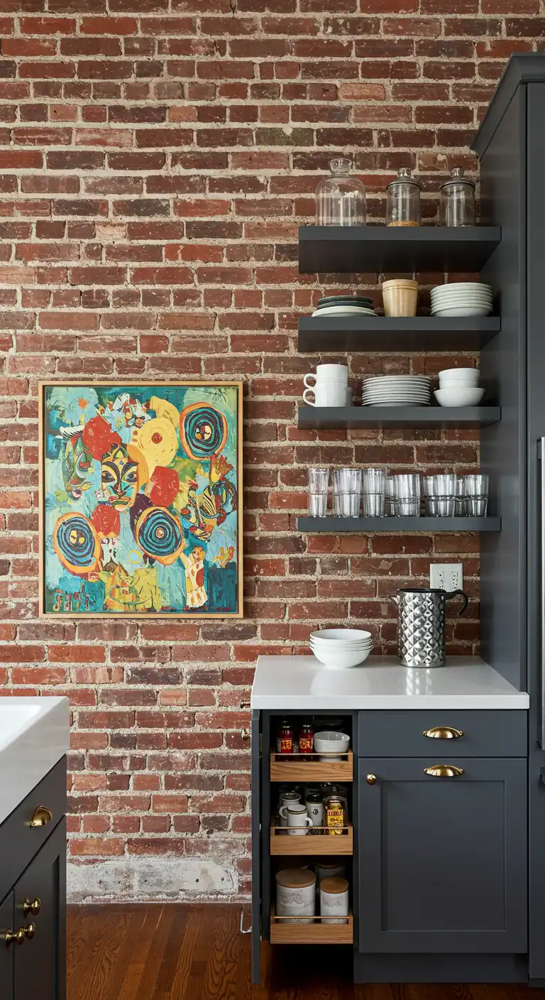 8 Exposed Brick Wall Kitchen Ideas for a Rustic and Modern Look 16 Artistic Focal Point