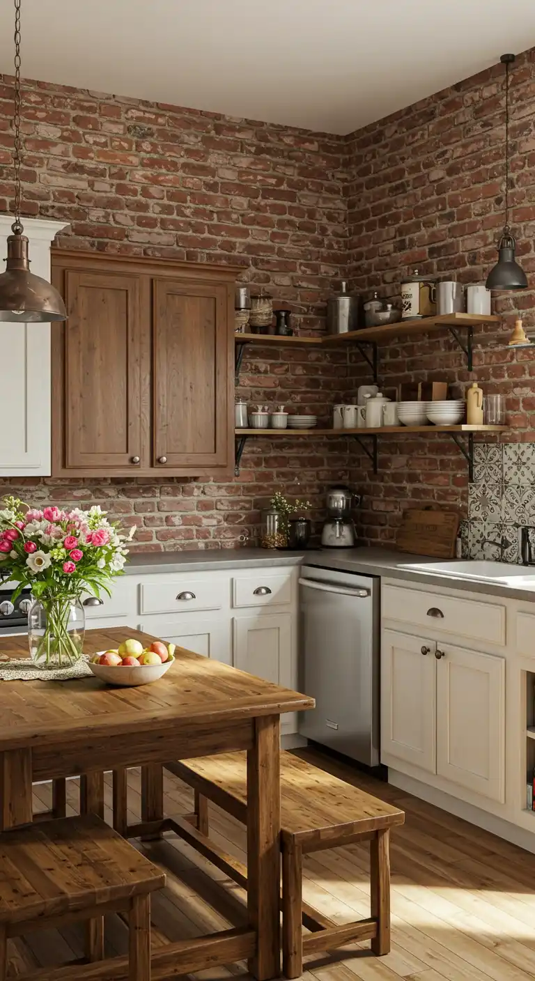 8 Exposed Brick Wall Kitchen Ideas for a Rustic and Modern Look 2 Classic Rustic Charm