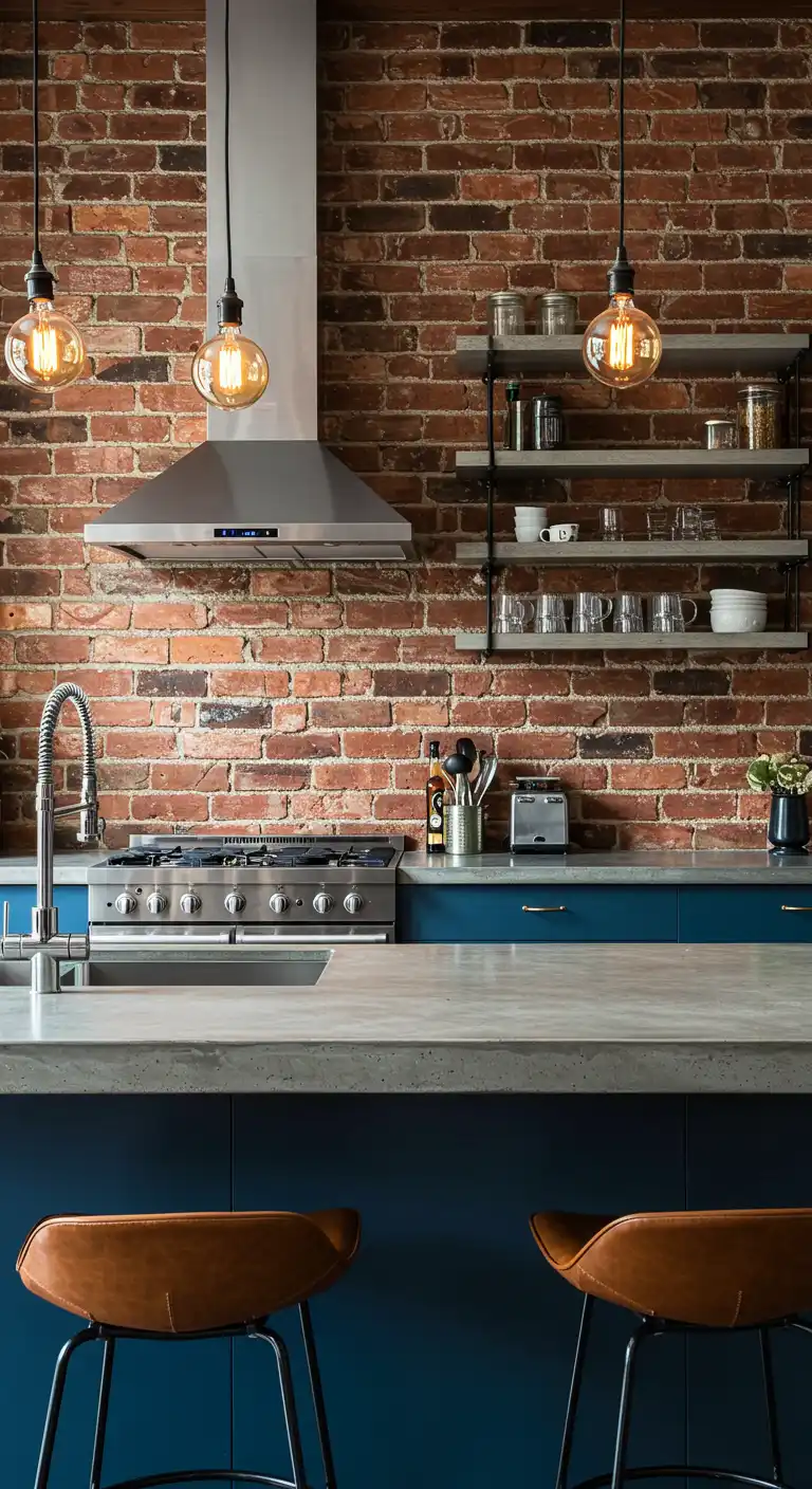 8 Exposed Brick Wall Kitchen Ideas for a Rustic and Modern Look 5 Modern Industrial Blend (2)