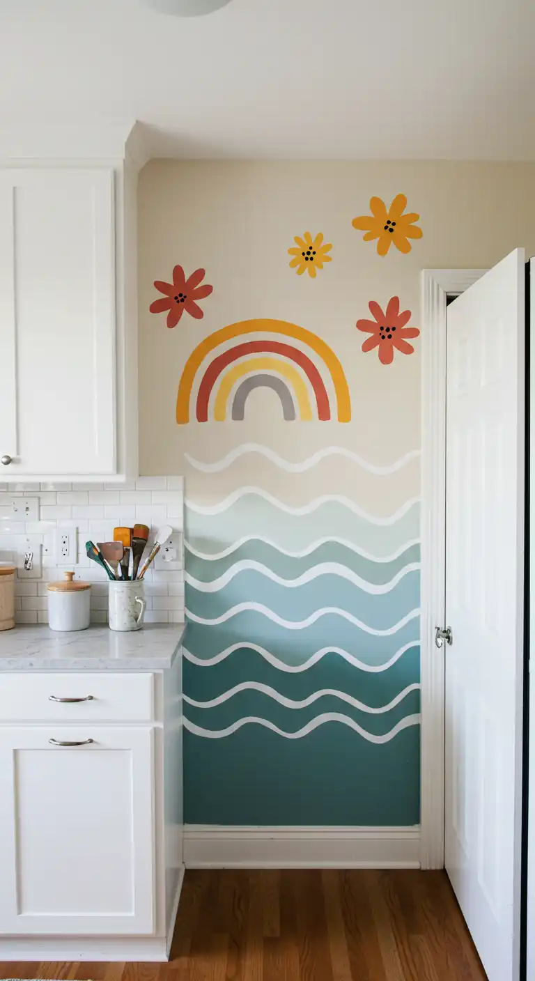 15 Stunning Kitchen Wall Mural Ideas for a Unique Touch 14 13. Hand-Painted Simple Designs
