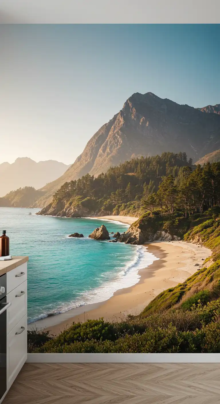 15 Stunning Kitchen Wall Mural Ideas for a Unique Touch 3 2. Scenic Landscapes