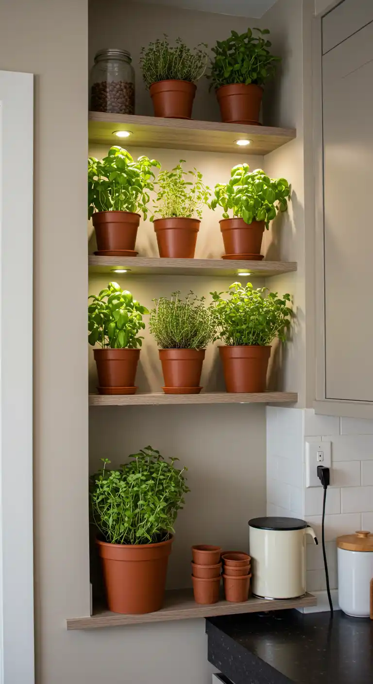 9 Cozy Kitchen Wall Nook Ideas for Extra Comfort 4 3) Herb Garden Nook