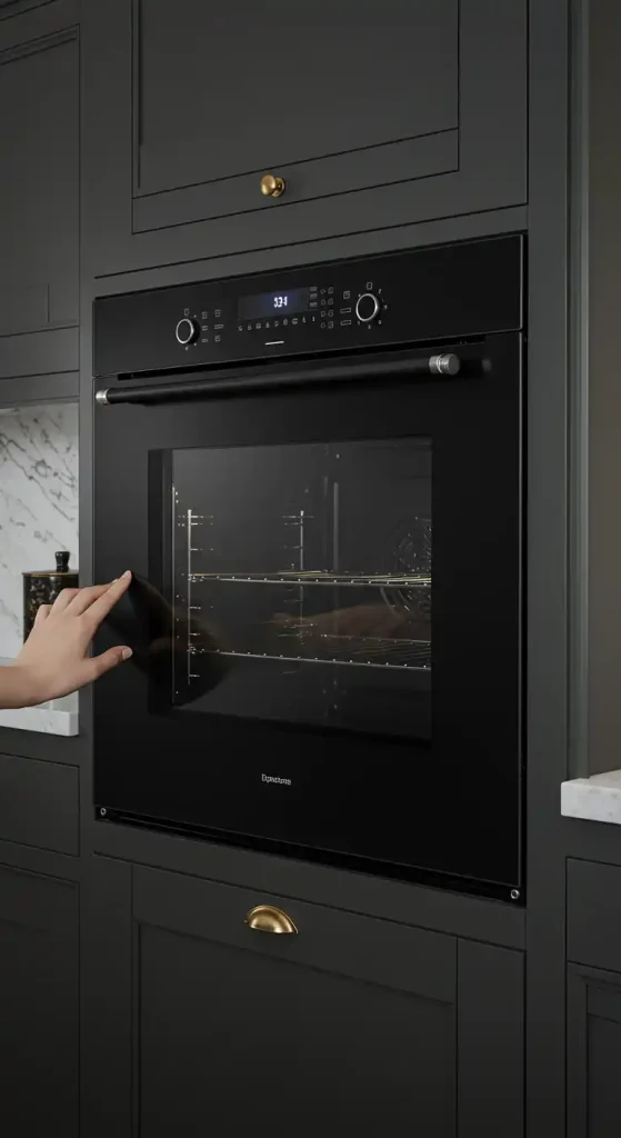 7 Modern Kitchen Wall Oven Ideas for a Sleek Setup 7 3) Matte Black Wall Oven for Bold Elegance