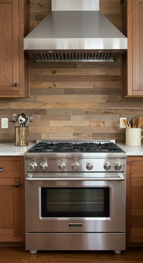 9 Trendy Kitchen Wall Paneling Ideas for a Stylish Update 7 3) Reclaimed Wood for Rustic Elegance