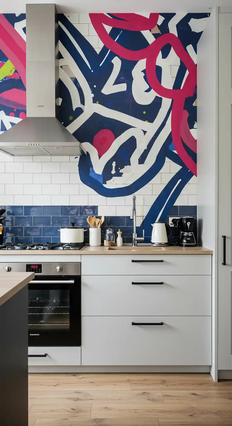 15 Stunning Kitchen Wall Mural Ideas for a Unique Touch 4 3. Abstract Patterns