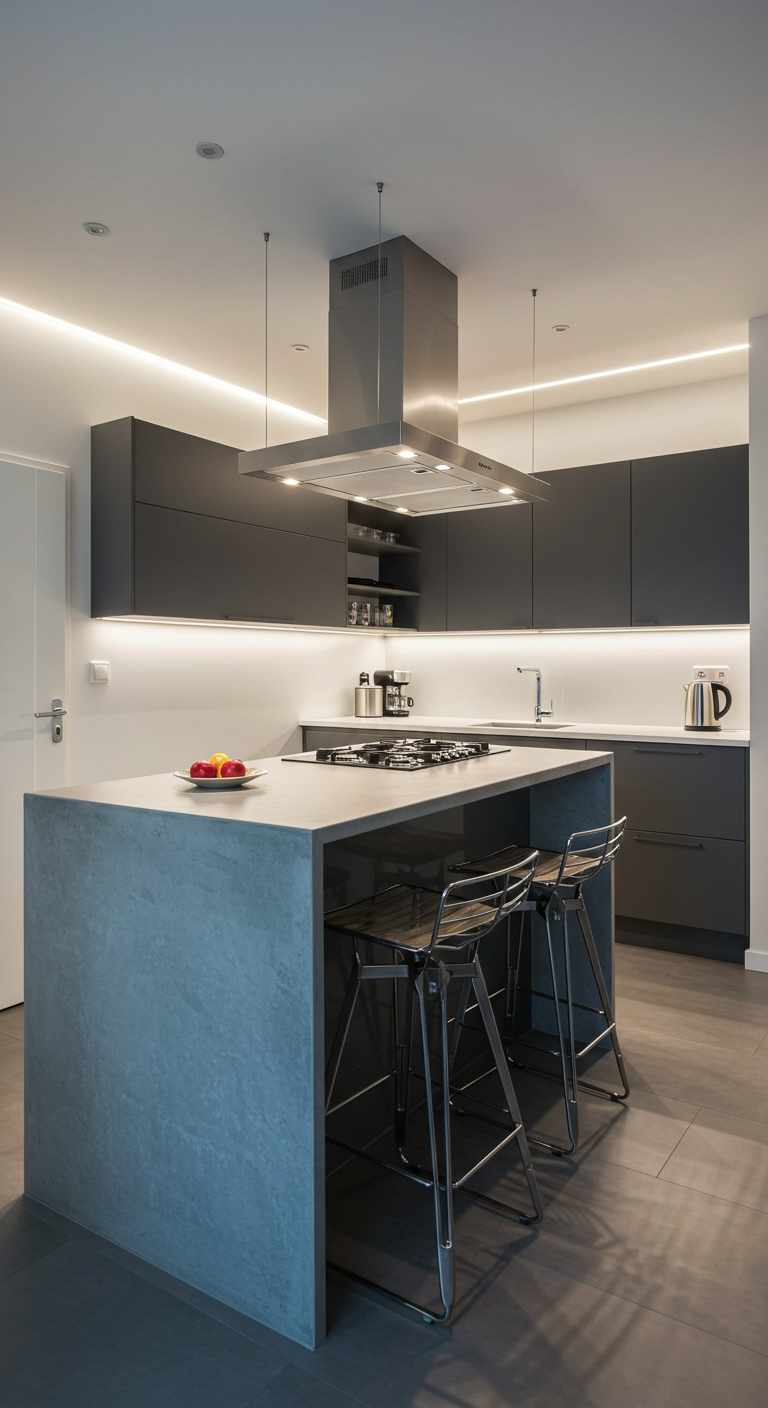 13 Compact One Wall Kitchen With Island Ideas 5 4. Range on the Island