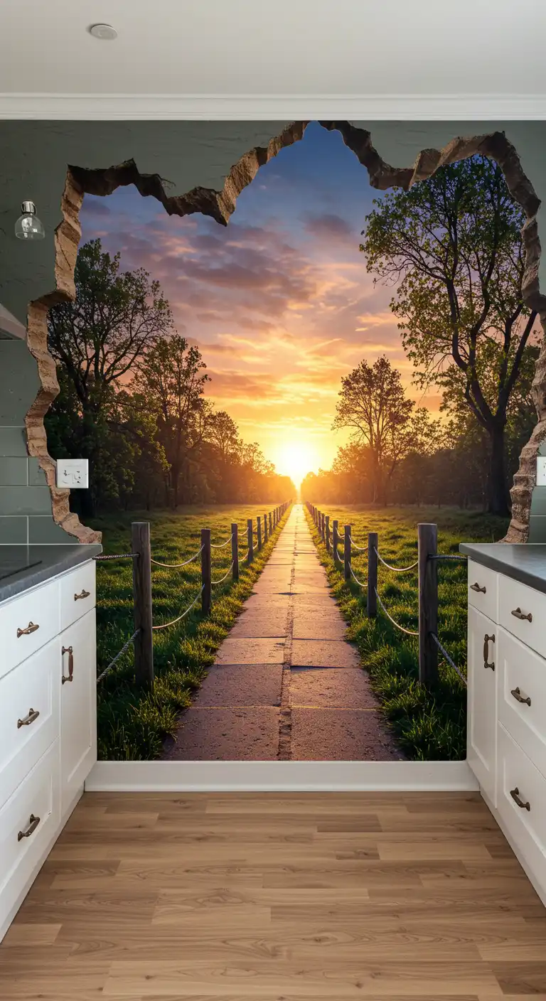 15 Stunning Kitchen Wall Mural Ideas for a Unique Touch 6 5. 3D Effects