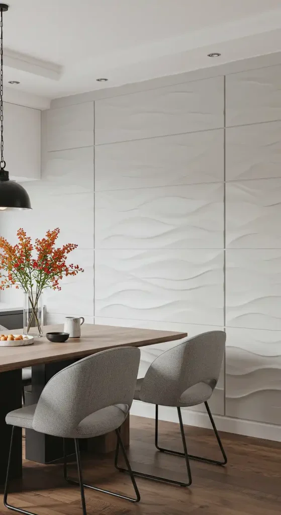 9 Trendy Kitchen Wall Paneling Ideas for a Stylish Update 17 8) 3D Textured Panels for Bold Impact
