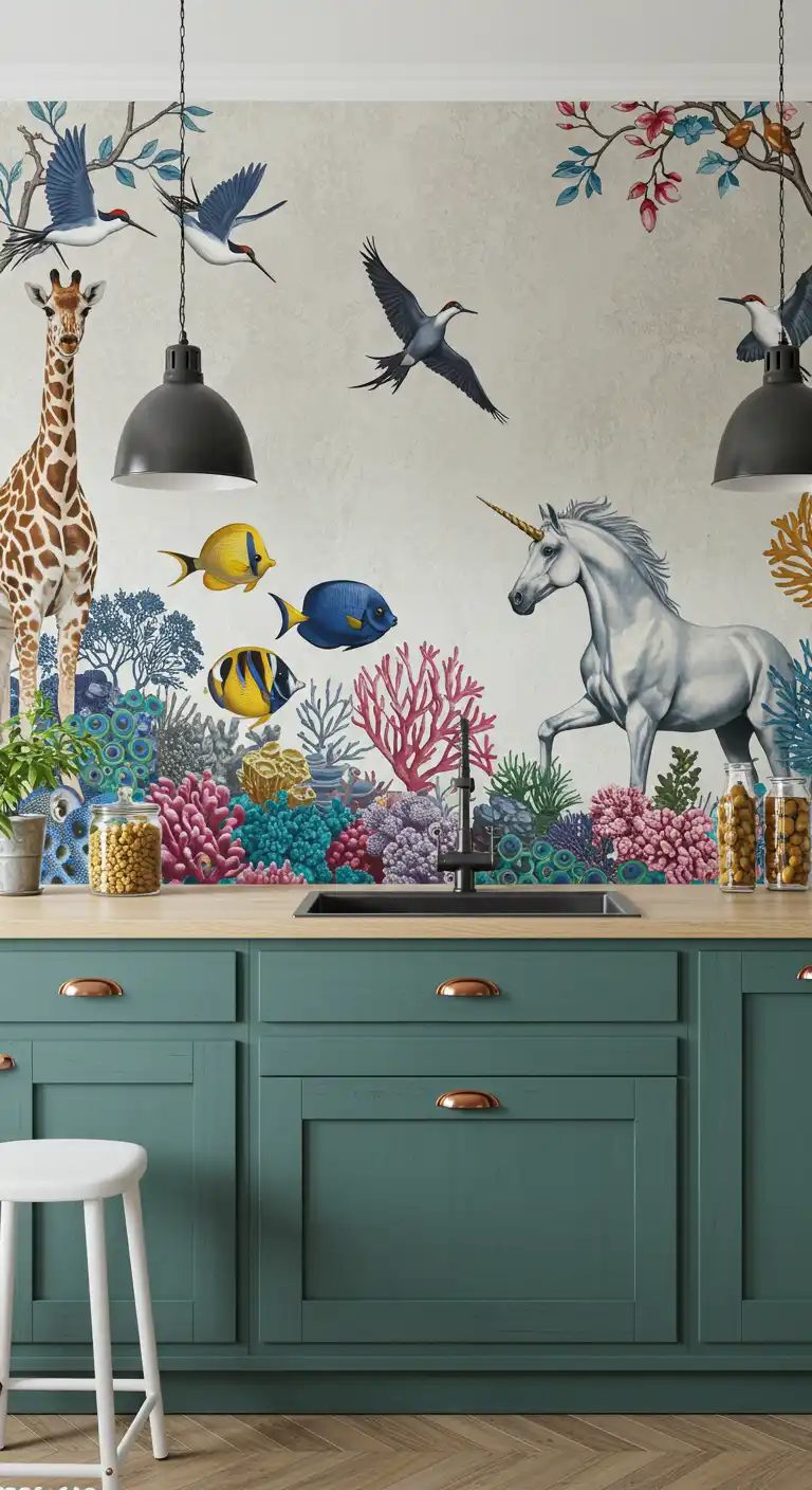 15 Stunning Kitchen Wall Mural Ideas for a Unique Touch 9 8. Animal Motifs