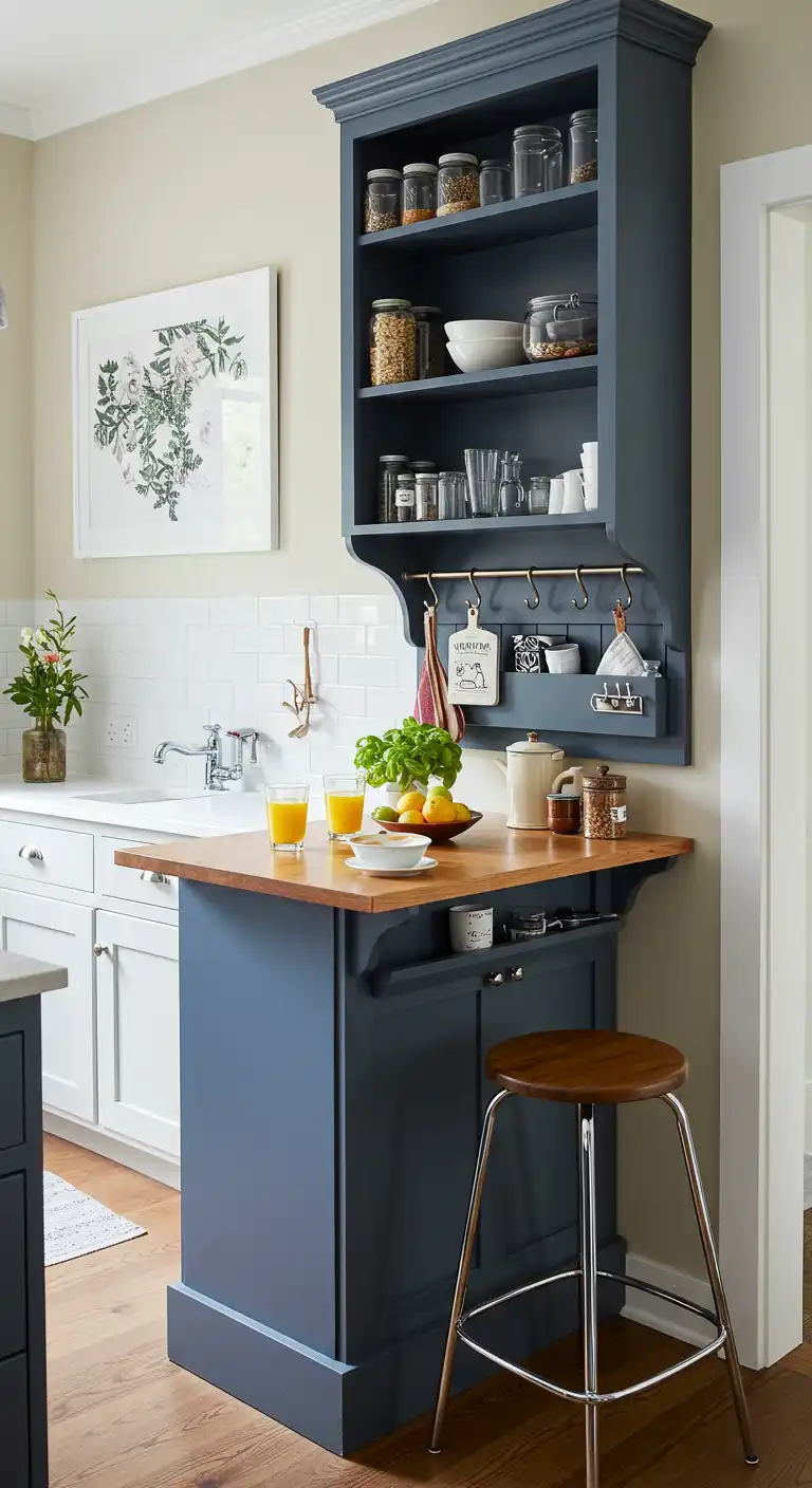 8 Creative Empty Kitchen Wall Ideas to Fill the Space Beautifully 8 Add a Compact Kitchen Island with Wall Storage 1