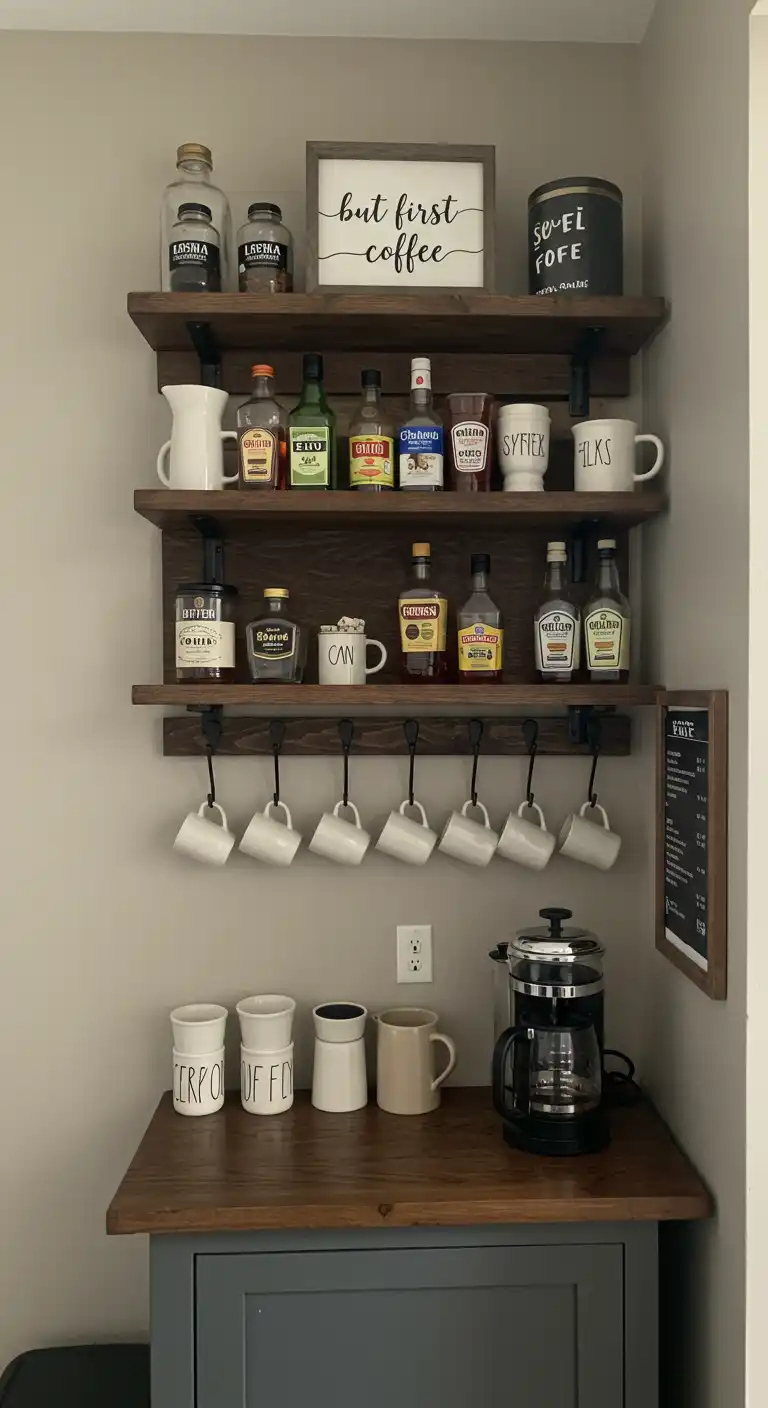 8 Creative Empty Kitchen Wall Ideas to Fill the Space Beautifully 26 Design a Coffee or Beverage Bar Wall