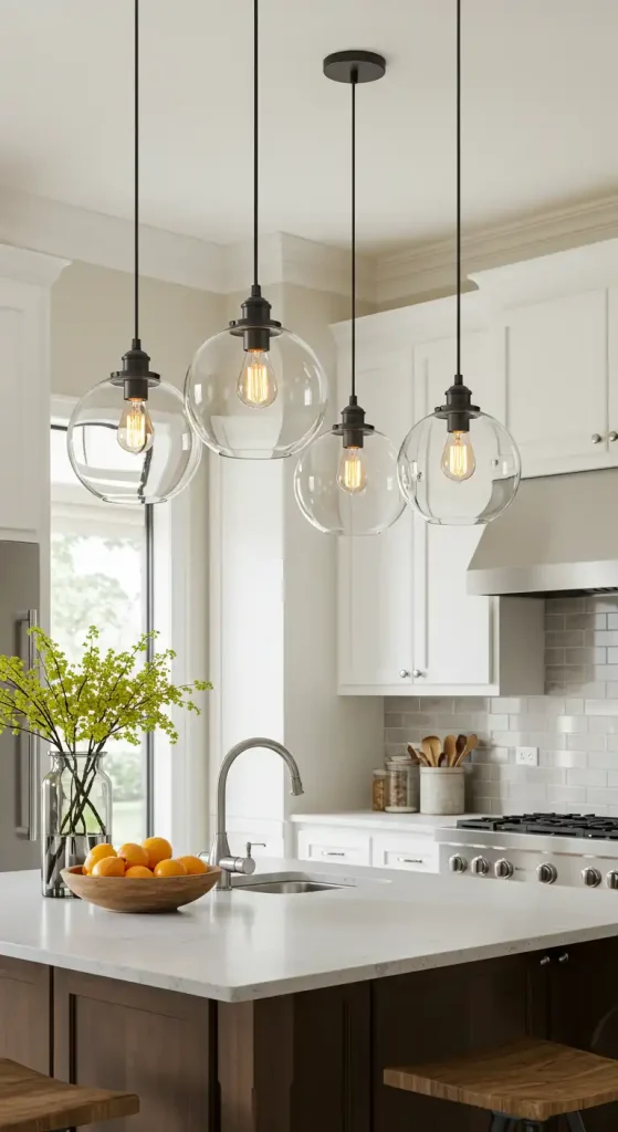 10 Brilliant Kitchen Lighting Ideas Over Island for a Stylish Glow 14 Glass Globe Pendants