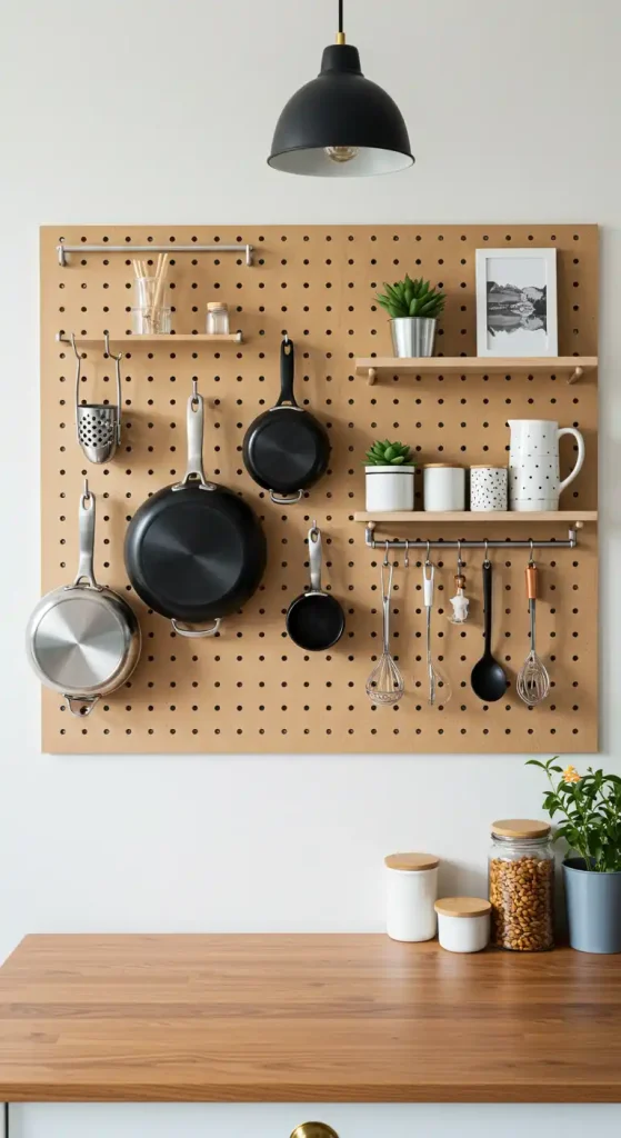 8 Creative Empty Kitchen Wall Ideas to Fill the Space Beautifully 15 Install a Custom Pegboard for Versatile Storage 2