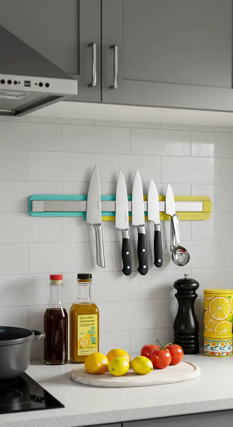 Magnetic Knife Strips with Colorful Accents