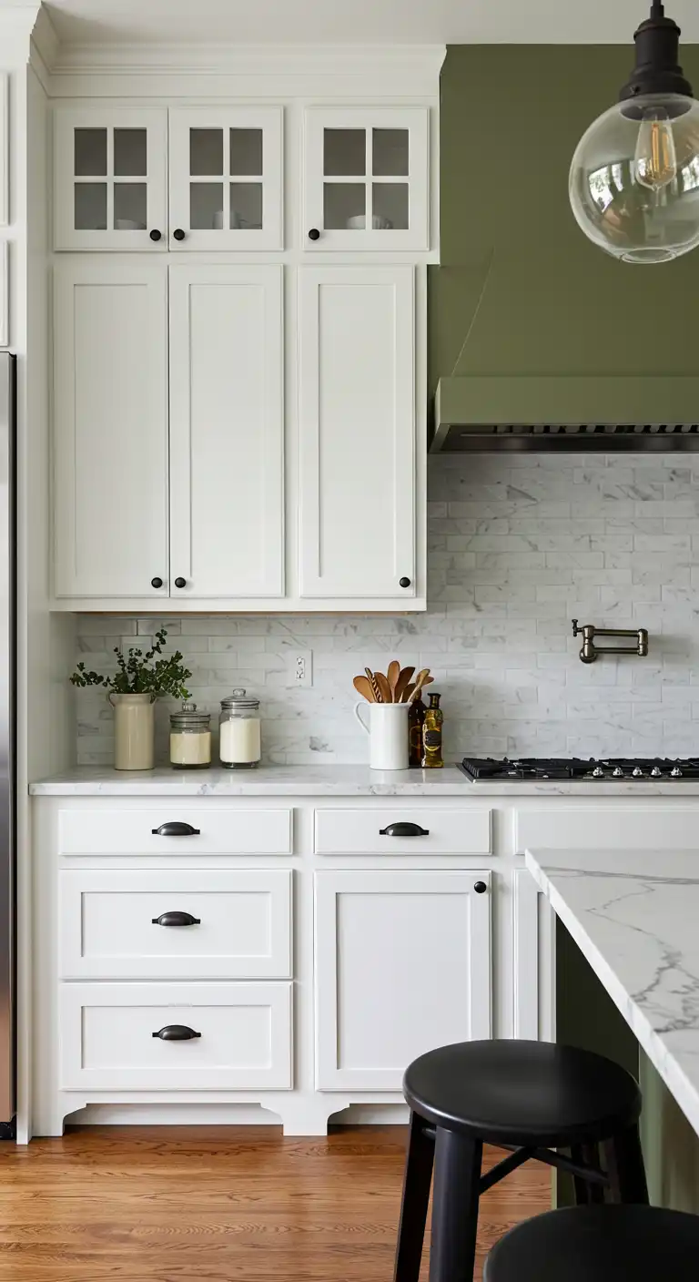 9 Best Kitchen Color Ideas with White Cabinets for a Fresh Look 24 Muted Olive Green for a Timeless Look 1