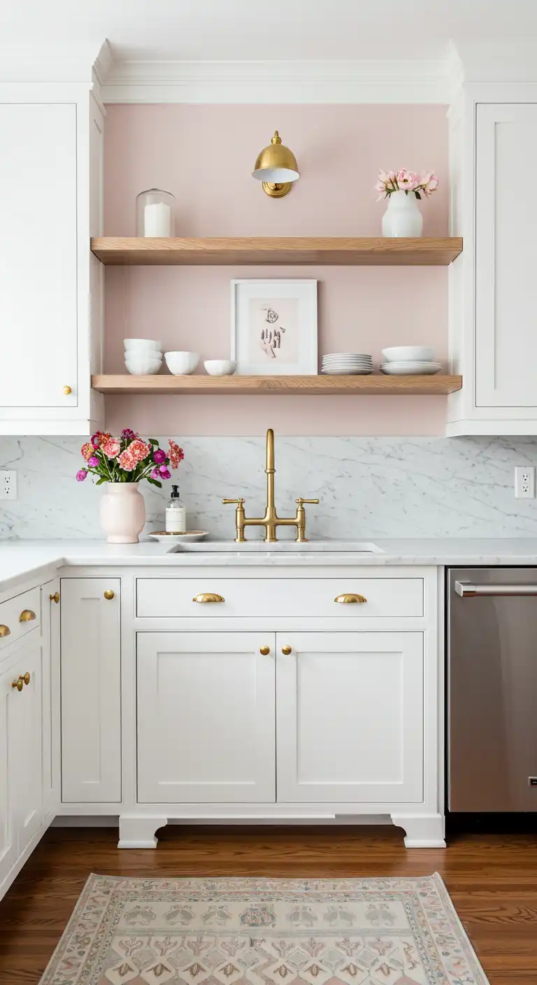 9 Best Kitchen Color Ideas with White Cabinets for a Fresh Look 18 Soft Blush Pink for a Subtle, Chic Touch 1