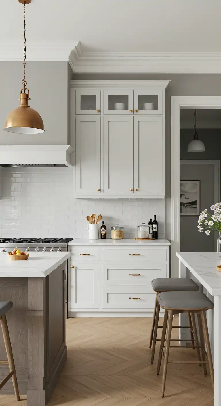 9 Best Kitchen Color Ideas with White Cabinets for a Fresh Look 6 Soft Gray for a Modern Touch 1