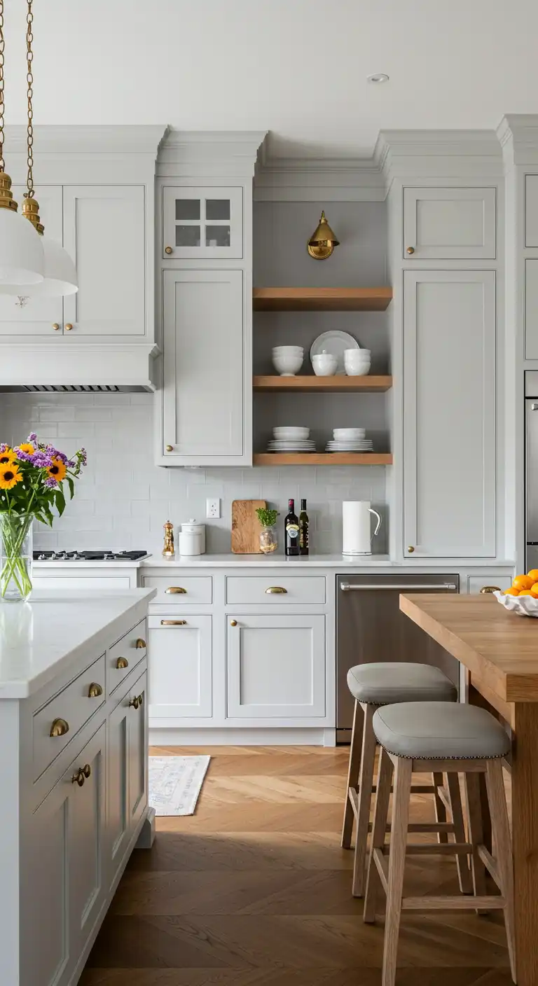9 Best Kitchen Color Ideas with White Cabinets for a Fresh Look 7 Soft Gray for a Modern Touch 2