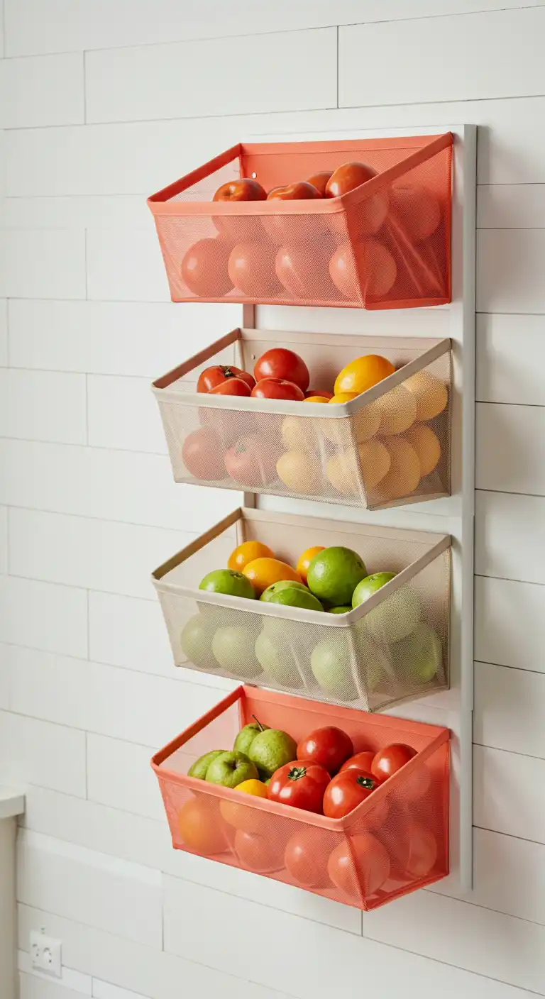Vertical Produce Baskets with Breathable Mesh
