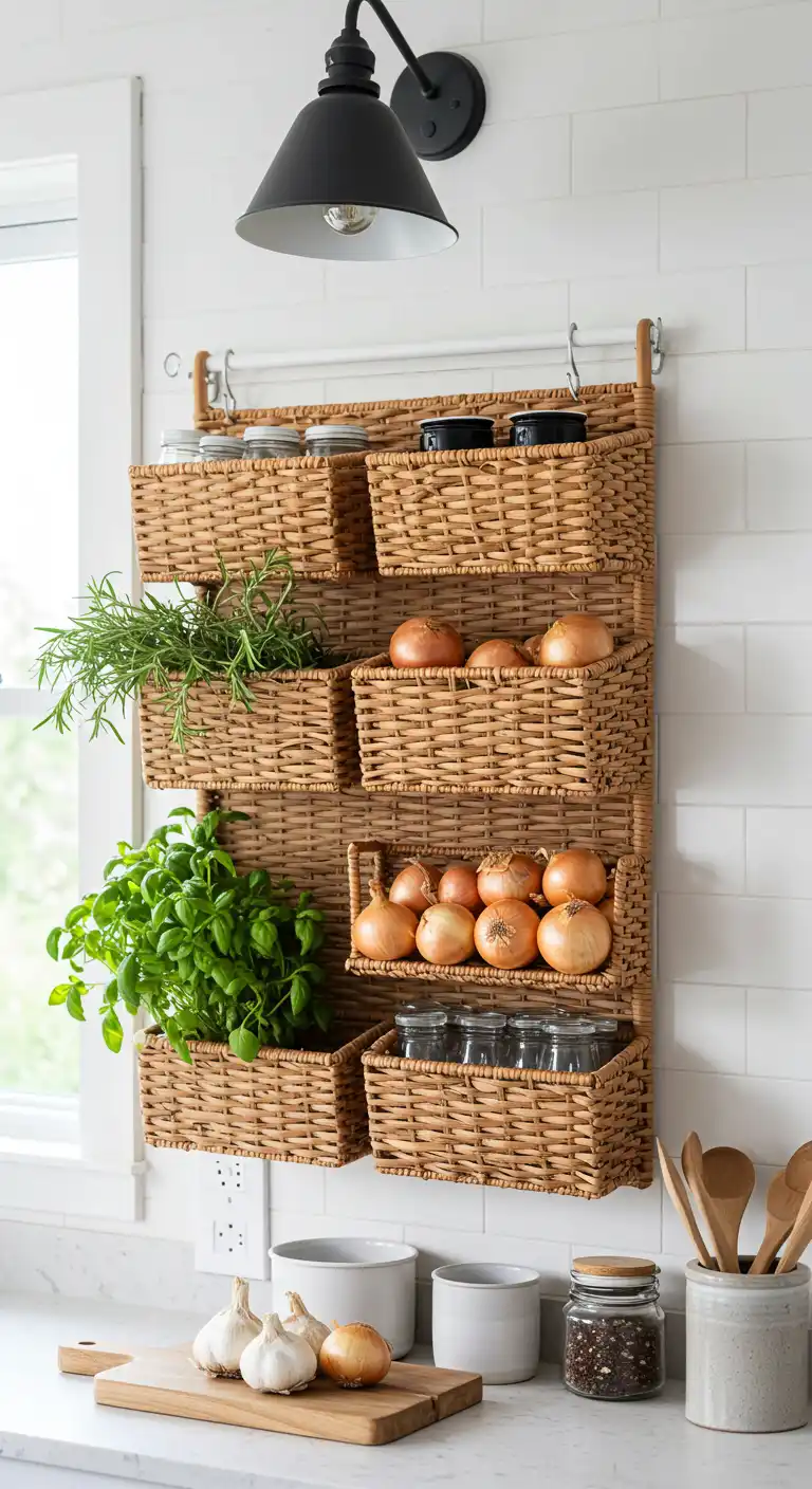 Woven Basket Wall Rack for Natural Texture