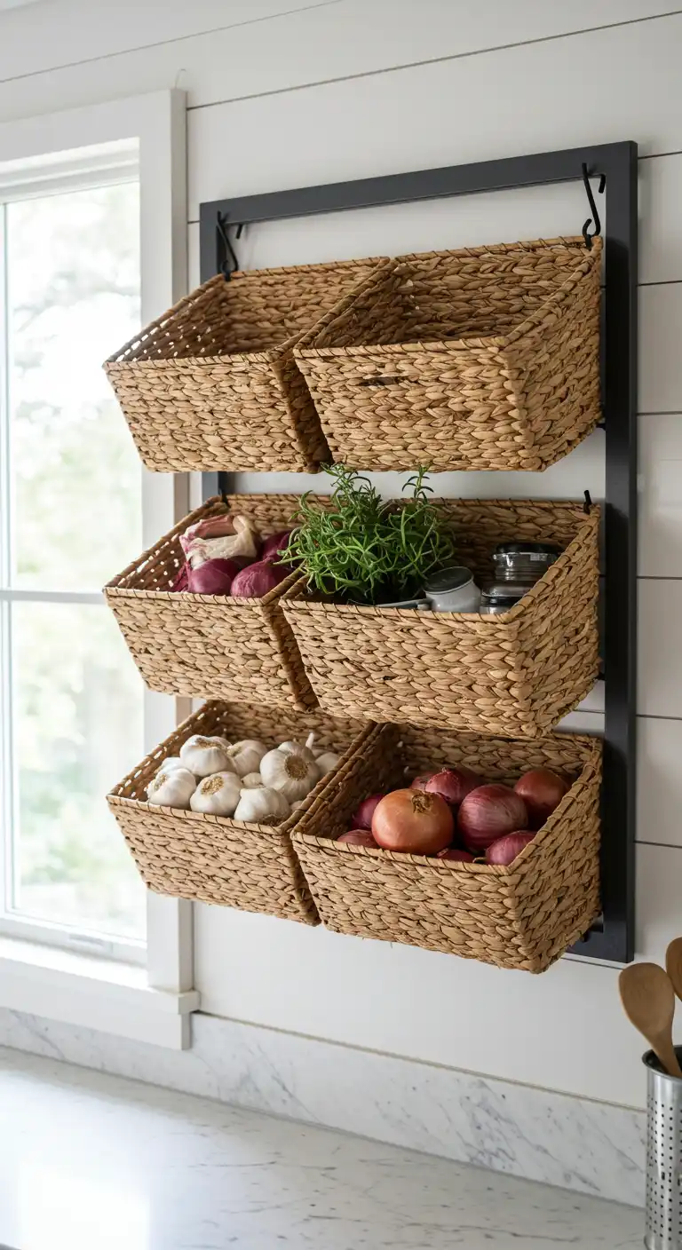 Woven Basket Wall Rack for Natural Texture (15)